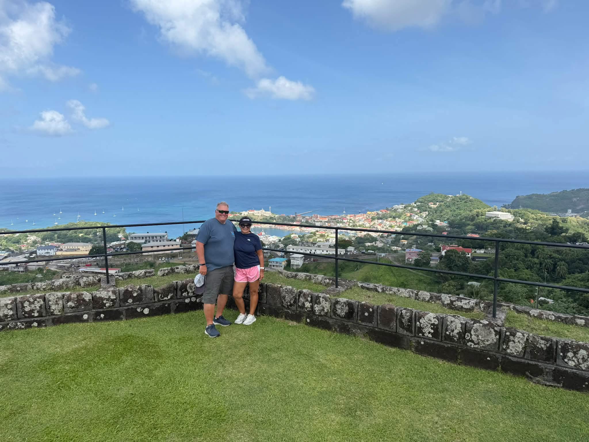 Sandy & Craig Holton overlooking the harbor in Grenada